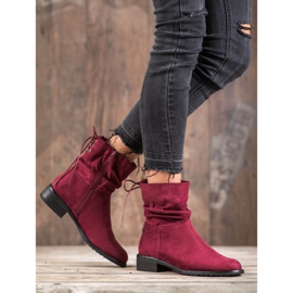 Flyfor Bottines en daim sur talon plat rouge 4