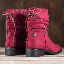 Flyfor Bottines en daim sur talon plat rouge 2