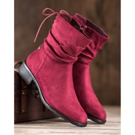 Flyfor Bottines en daim sur talon plat rouge 3