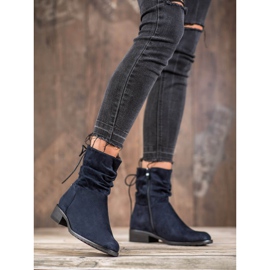 Flyfor Bottines en daim sur talon plat bleu 3