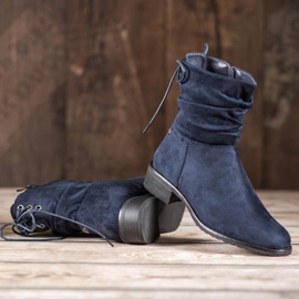 Flyfor Bottines en daim sur talon plat bleu 4