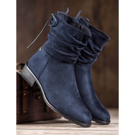 Flyfor Bottines en daim sur talon plat bleu 5