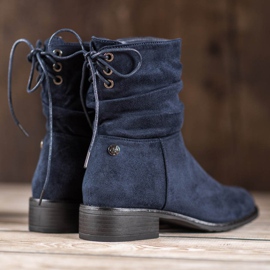 Flyfor Bottines en daim sur talon plat bleu 6