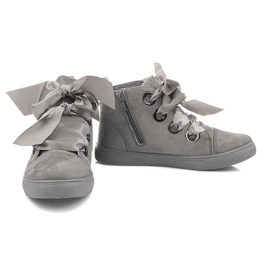 Bottes et nœuds en daim TL0147 Gris 2