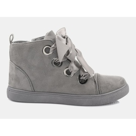 Bottes et nœuds en daim TL0147 Gris 5