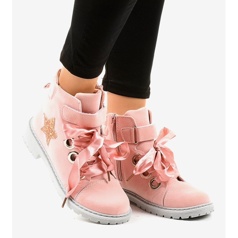 BM Chaussures de randonnée roses avec une étoile TL51-4 1