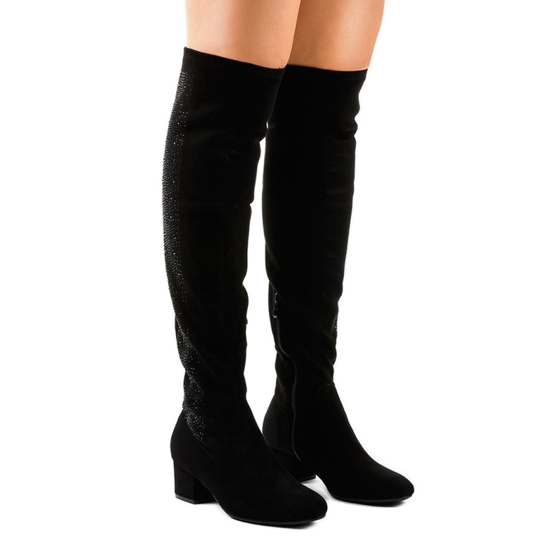 Bottes en daim noir sur le poteau 995-38 le noir 1