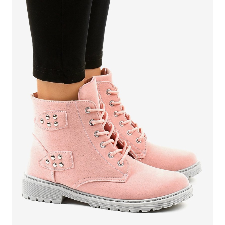 Bottines plates en daim rose TL93-4 2