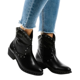 Bottines noires à clous L893-1 le noir 1
