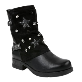 Bottines plates étoiles noires 8085 le noir 1