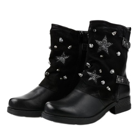 Bottines plates étoiles noires 8085 le noir 2