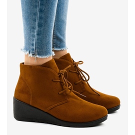Bottines compensées en daim marron E3265 brun 2