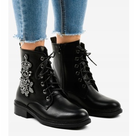 Bottines plates noires à pierres BH5501 1