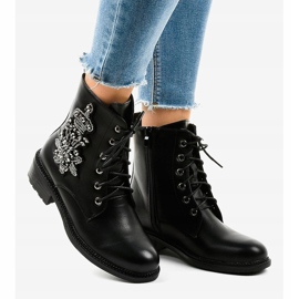 Bottines plates noires à pierres BH5501 le noir 2