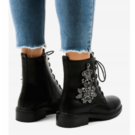 Bottines plates noires à pierres BH5501 le noir 4