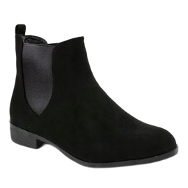 Bottines plates en daim noir avec élastique 100-917BO le noir 1