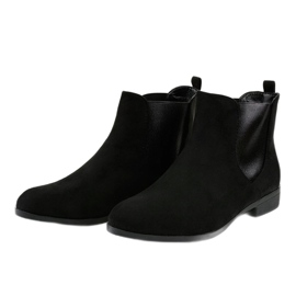 Bottines plates en daim noir avec élastique 100-917BO le noir 2