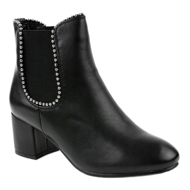 Bottines noires avec un élastique KL-615 le noir 1