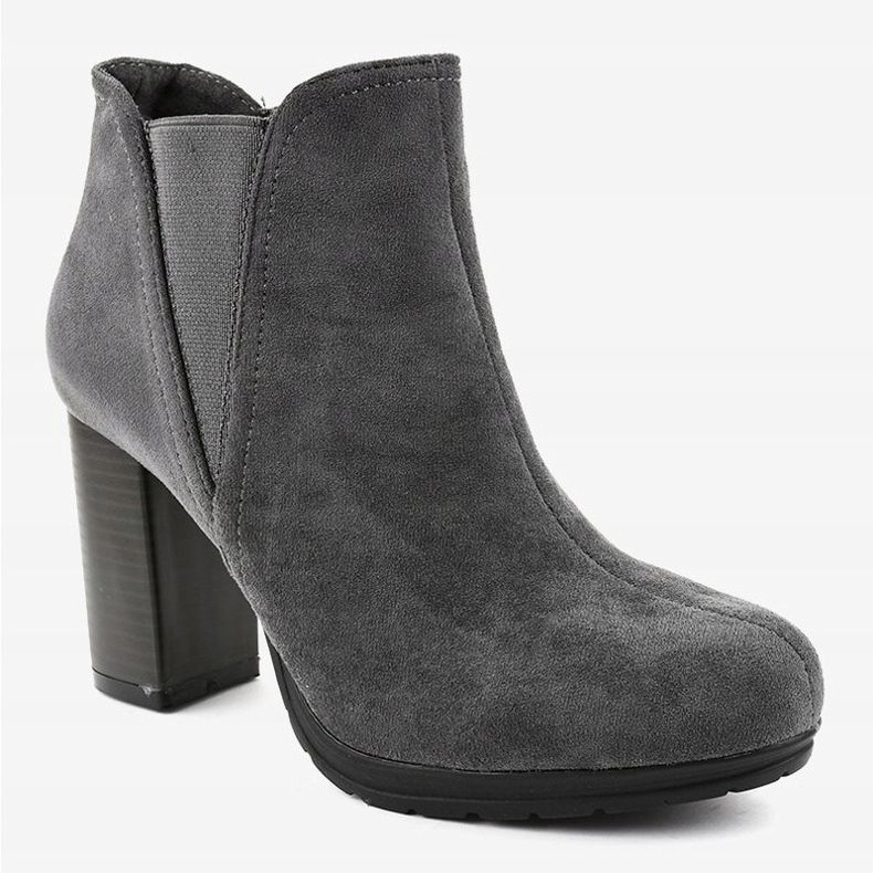 Bottes en daim gris sur le montant de la botte Chelsea H9261 1