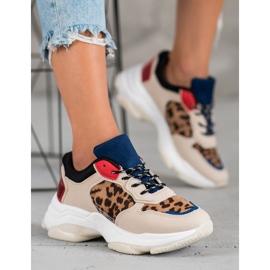 SHELOVET Baskets à la mode à imprimé léopard brun multicolore 1