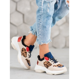 SHELOVET Baskets à la mode à imprimé léopard brun multicolore 2