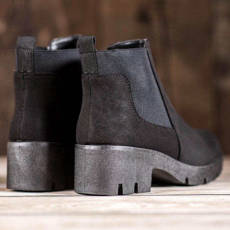 SHELOVET Bottines Chelsea noires sur la plateforme 1
