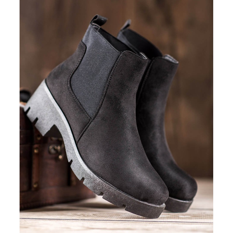 SHELOVET Bottines Chelsea noires sur la plateforme le noir 2