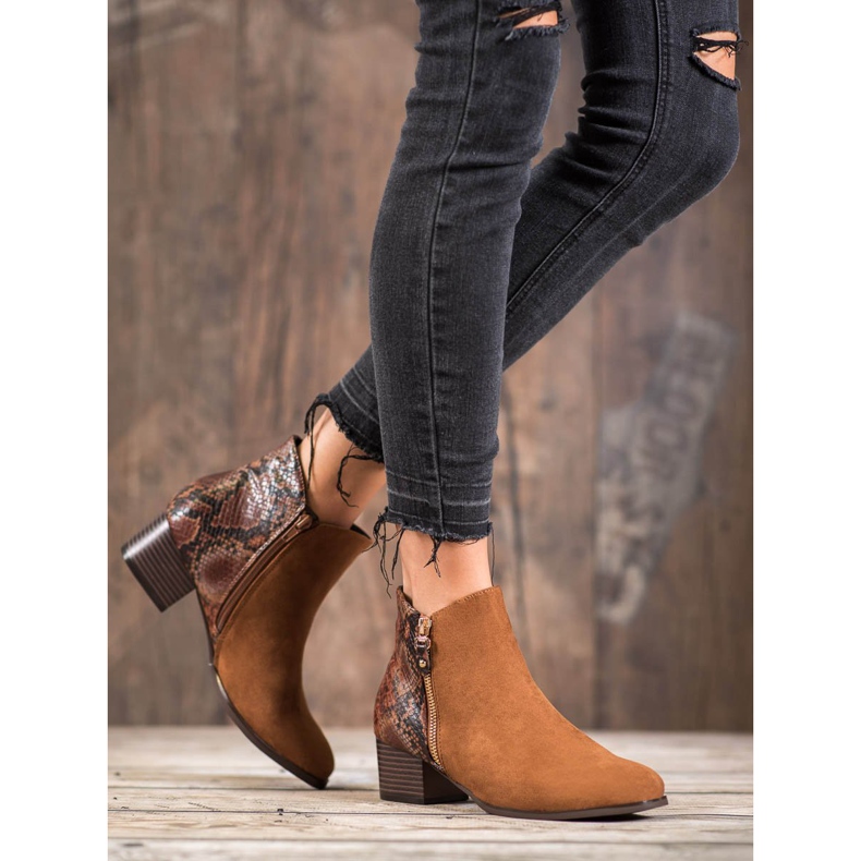 Kylie Bottines camel imprimé serpent brun 1