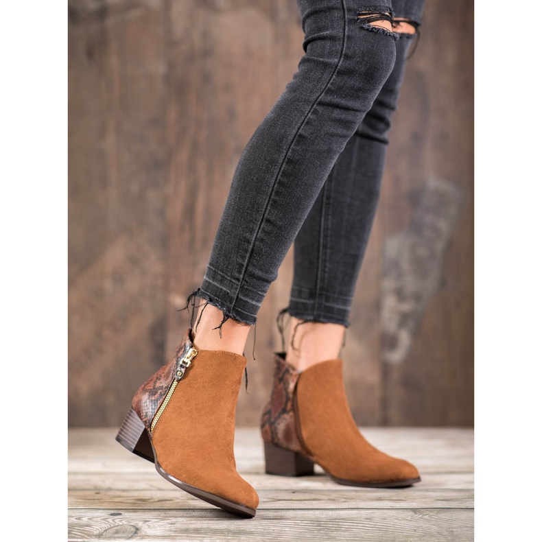 Kylie Bottines camel imprimé serpent brun 2