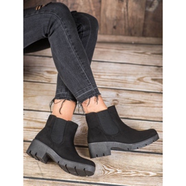 SHELOVET Bottines Chelsea en daim sur la plate-forme le noir 4