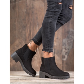 SHELOVET Bottines Chelsea en daim sur la plate-forme le noir 5
