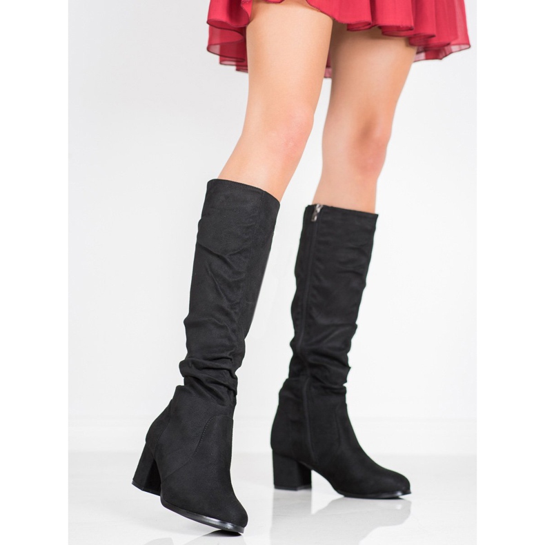 Wilady Bottes en daim classiques noir 2
