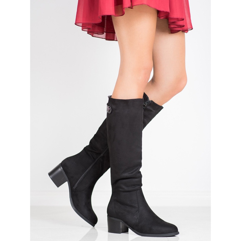 SHELOVET Bottes avec ceinture décorative noir 1