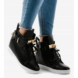 Baskets compensées noires à boucle H6600 le noir 2