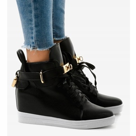 Baskets compensées noires à boucle H6600 le noir 3