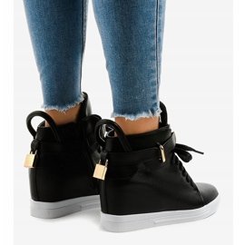Baskets compensées noires à boucle H6600 le noir 4
