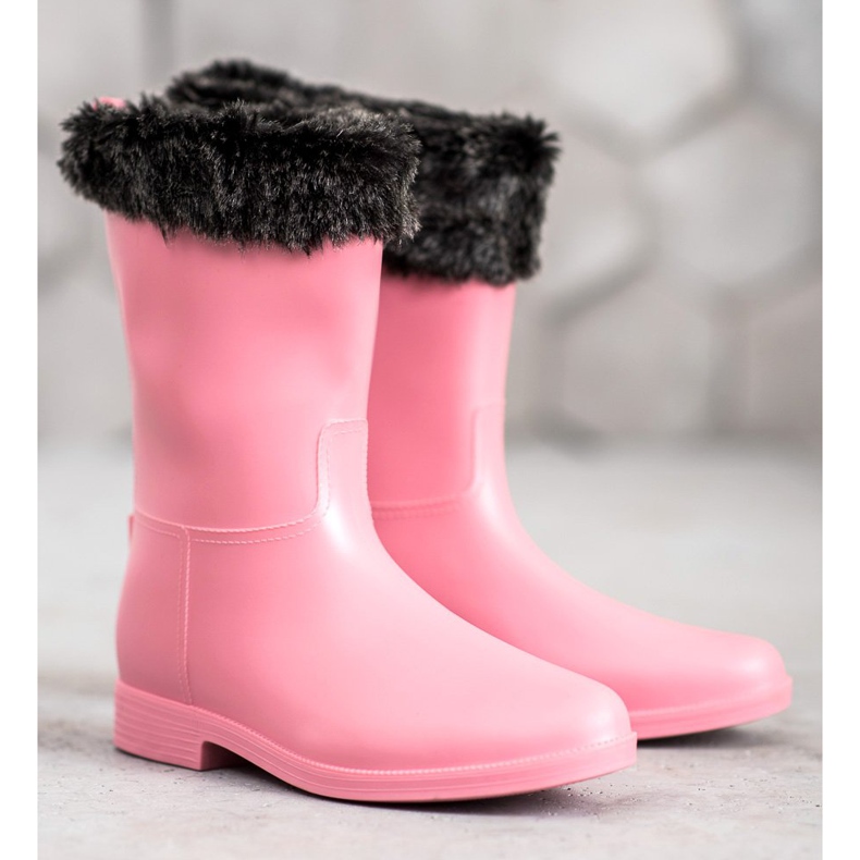 SHELOVET Bottes de pluie avec fourrure rose 2 SHELOVET Bottes de pluie avec fourrure rose 2