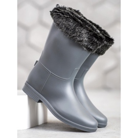 SHELOVET Bottes de pluie avec fourrure gris 1 SHELOVET Bottes de pluie avec fourrure gris 1