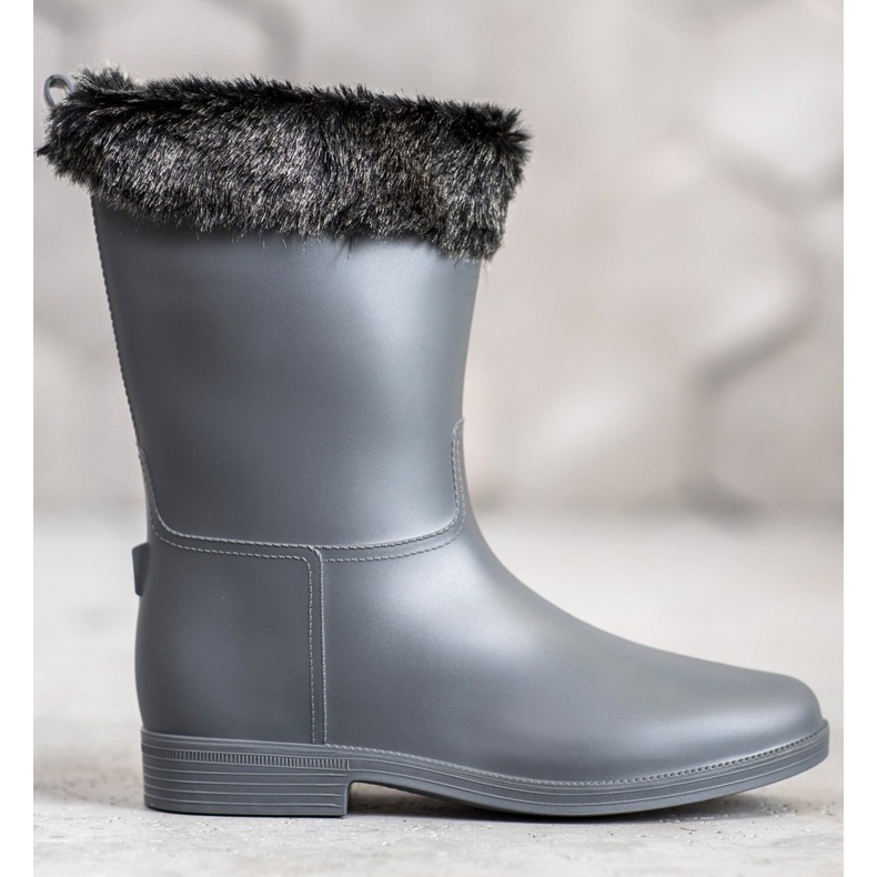 SHELOVET Bottes de pluie avec fourrure gris 2 SHELOVET Bottes de pluie avec fourrure gris 2