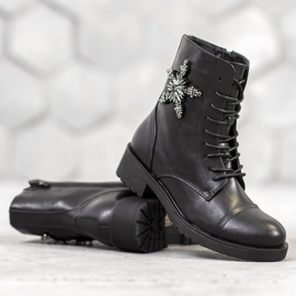 SHELOVET Travailleurs classiques avec des cristaux noir 1