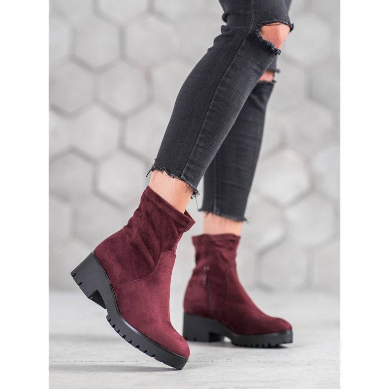 SHELOVET Bottines bordeaux sur la plateforme rouge 1