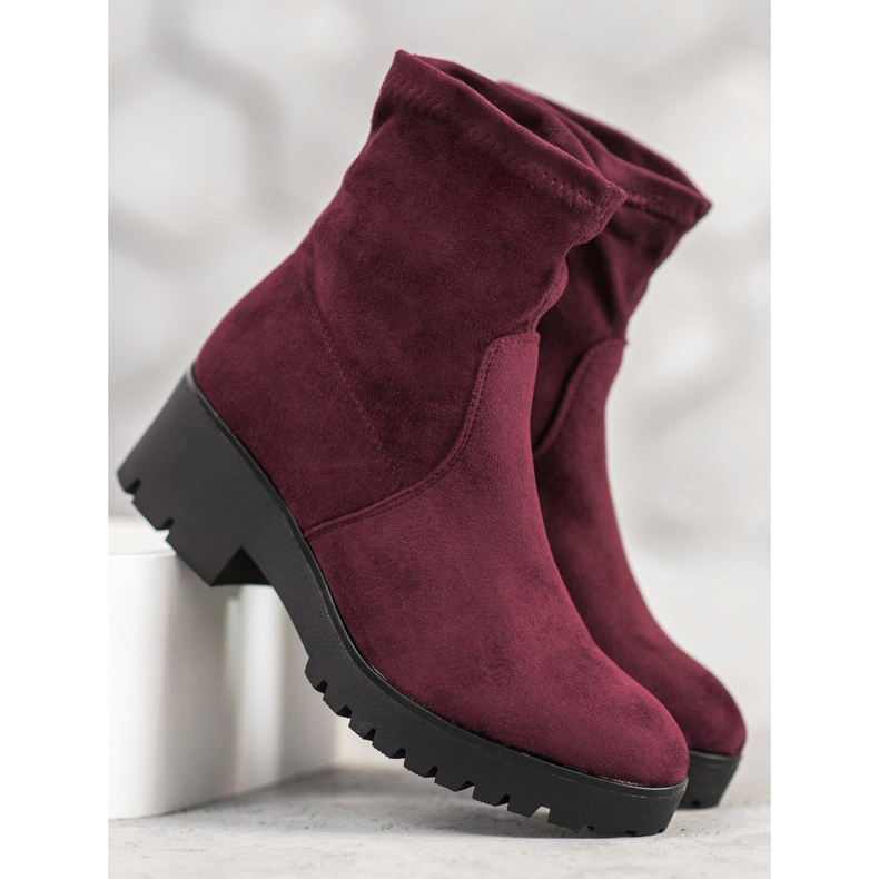 SHELOVET Bottines bordeaux sur la plateforme rouge 2