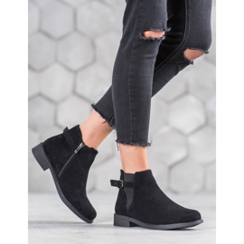 Ideal Shoes Bottines en daim le noir 5