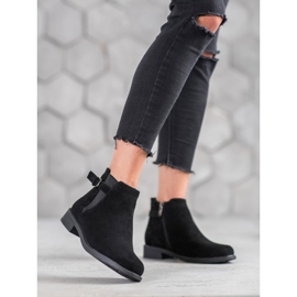 Ideal Shoes Bottines en daim le noir 1