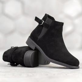 Ideal Shoes Bottines en daim le noir 2