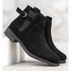 Ideal Shoes Bottines en daim le noir 3