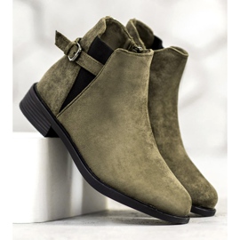 Ideal Shoes Bottines en daim vert 4