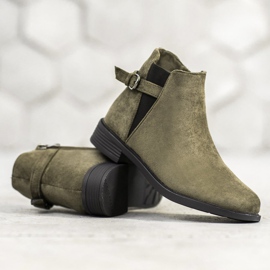 Ideal Shoes Bottines en daim vert 3