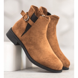 Ideal Shoes Bottines en daim brun 2