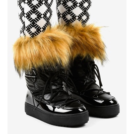 Bottes de neige noires à la mode avec fourrure 119-39 le noir 1